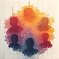Illustration of multiple interconnected human figures forming a network, symbolizing community and shared discussion.