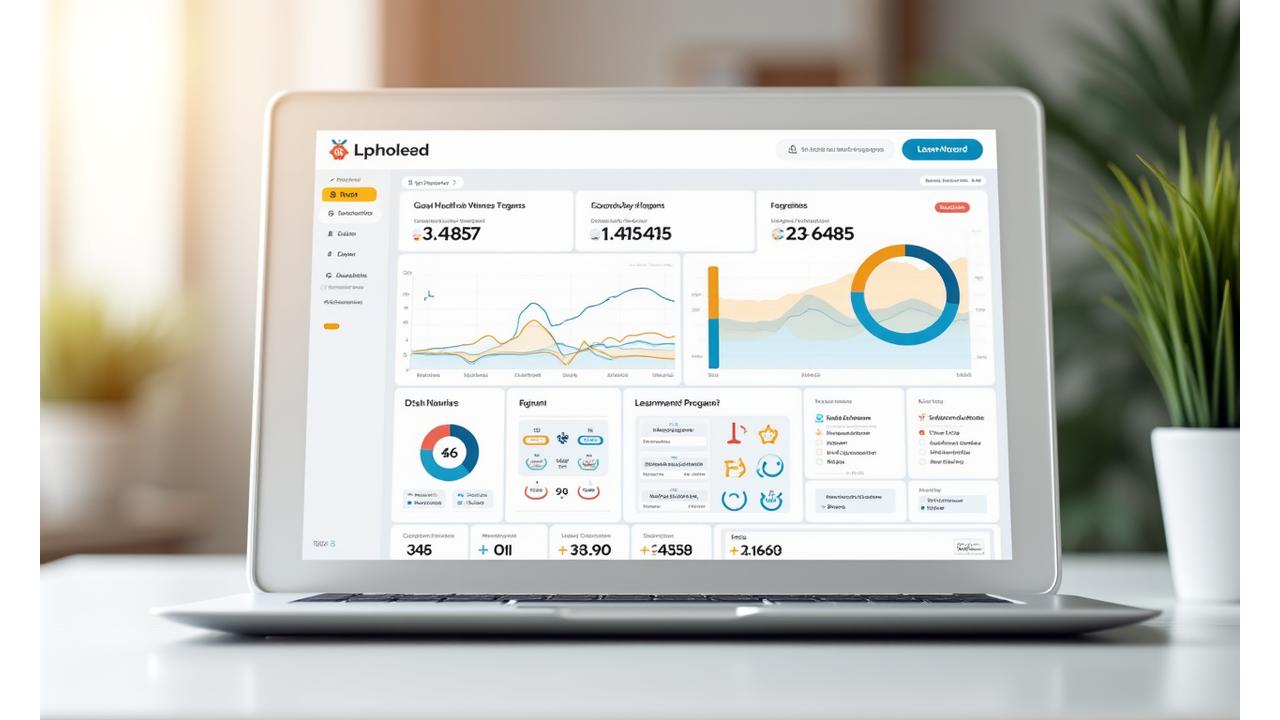 Modern dashboard with various charts and graphs showing health metrics and progress over time.