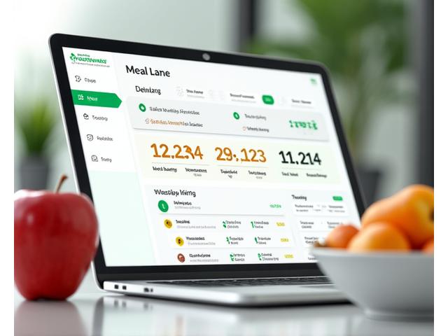 A user-friendly digital dashboard displaying nutritional progress, meal plans, and health metrics.
